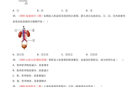 第04单元第05章人体内废物的排出单元测试（A卷.夯实基础）（A卷&bull;劣实基础）（原卷版）_1、初中学习资料_4-6、生物_4-6-2、初一生物下册_单元测试（14份）