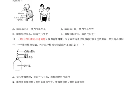 第03单元人体的呼吸（B卷&middot;提升能力）（原卷版）_1、初中学习资料_4-6、生物_4-6-2、初一生物下册_单元测试（14份）