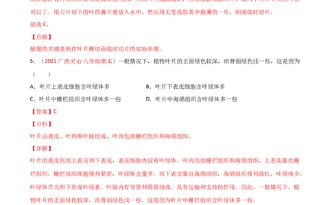 第03单元第03章～06章单元测试（B卷&middot;提升能力）（解析版）_1、初中学习资料_4-6、生物_4-6-1、初一生物上册_单元测试（20份）_1、单元测试第1套（10份）