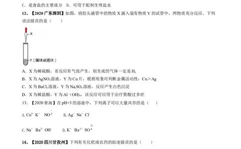 第十一单元盐化肥单元测试卷（A卷基础篇）（原卷版）-九年级化学下册同步单元AB卷（人教版）_1、初中学习资料_4-5、化学_4-5-5、初三化学下册_人教化学九年级下单元试卷（040份）