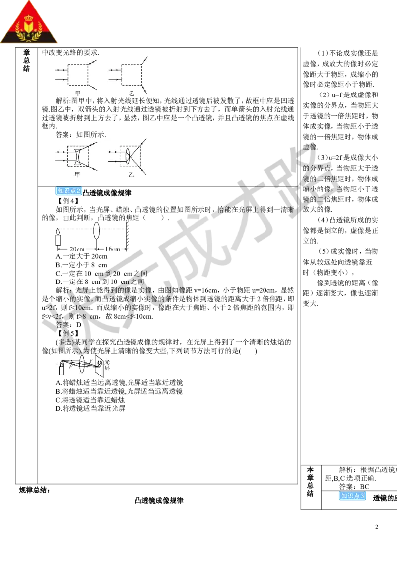 本章复习和总结_1、初中学习资料_2024秋改版_八上物理课件最新版_教案_第五章透镜及其应用