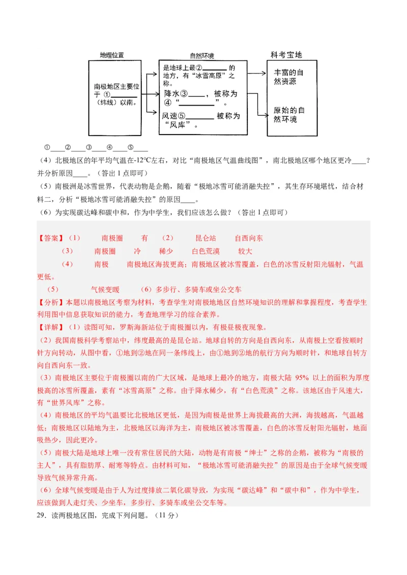 第十章极地地区（B卷&middot;真题模拟练）-单元测试2022-2023学年七年级地理下册分层训练AB卷（人教版）（解析版）_new_1、初中学习资料_4-8、地理_4-8-2、初一地理下册