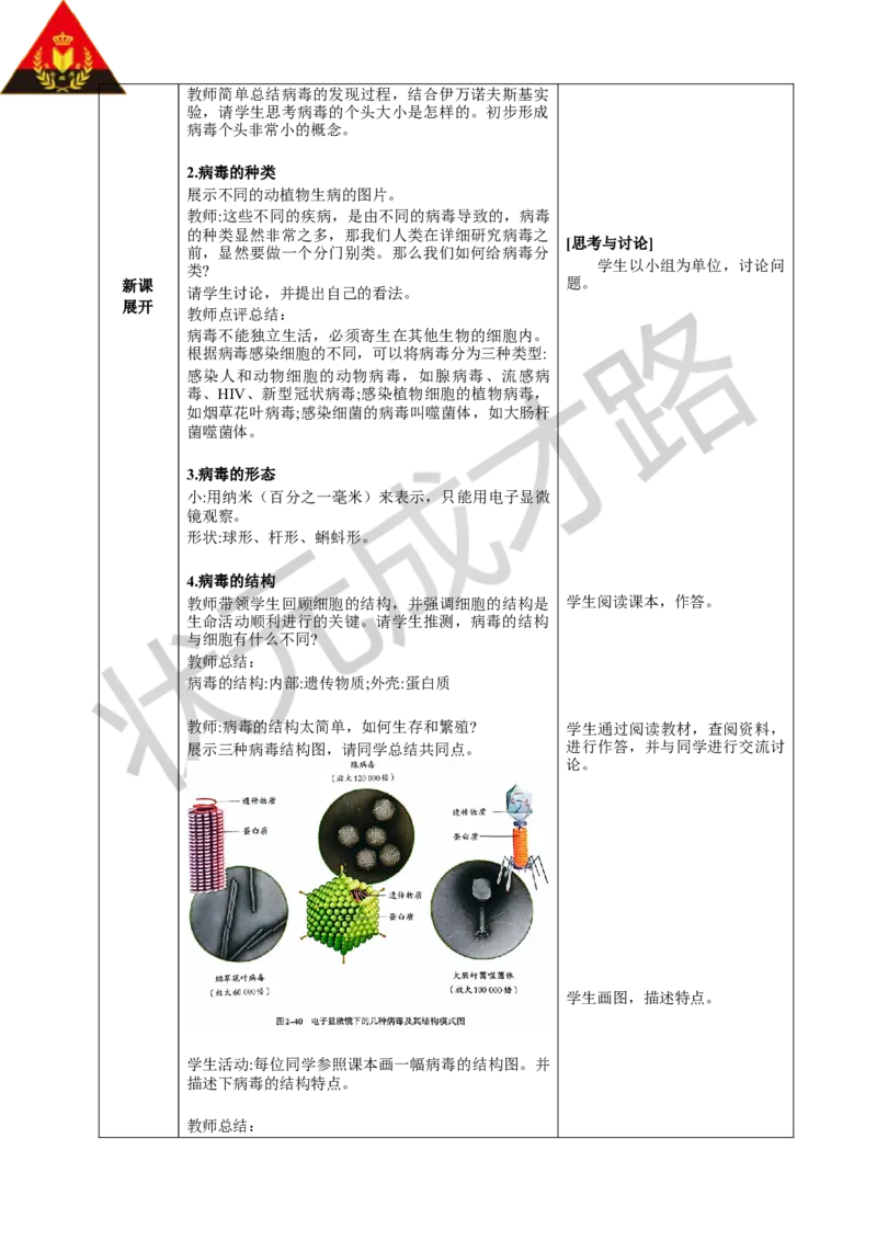 第四节病毒_1、初中学习资料_2024秋改版_七上生物最新版课件_教案_第二单元多种多样的生物_第三章微生物