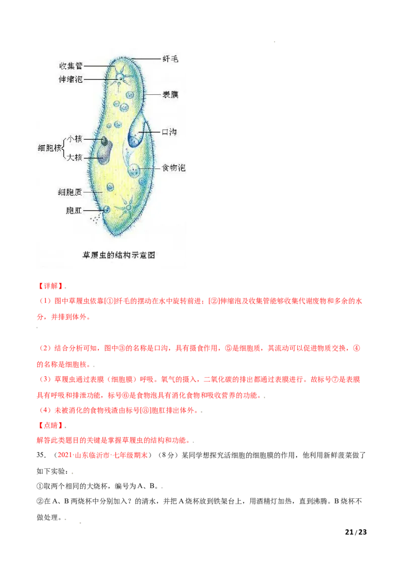 第02单元第02章细胞怎样构成生物体单元测试（A卷&bull;劣实基础）（解析版）_1、初中学习资料_4-6、生物_4-6-1、初一生物上册_单元测试（20份）_1、单元测试第1套（10份）
