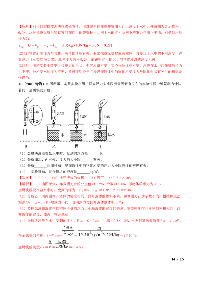 第10章《浮力》单元测试卷（A卷基础篇）（解析版）_1、初中学习资料_4-4、物理_4-4-4、初二物理下册_2023更新_4人教物理试卷8下单元测试新