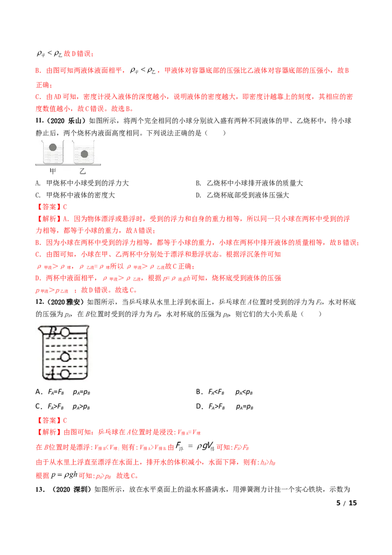 第10章《浮力》单元测试卷（A卷基础篇）（解析版）_1、初中学习资料_4-4、物理_4-4-4、初二物理下册_2023更新_4人教物理试卷8下单元测试新