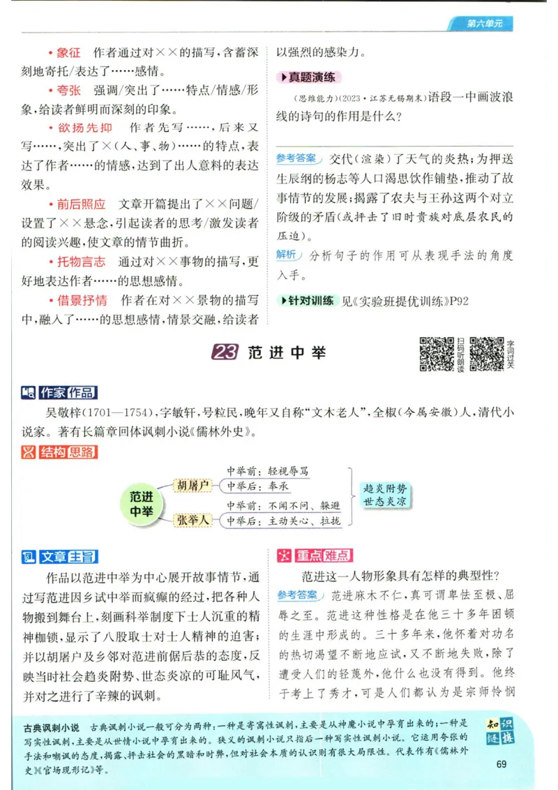 实验班提优训练九年级上册语文人教版学霸笔记_1、初中学习资料_24秋试卷_《实验班提优训练》_九年级
