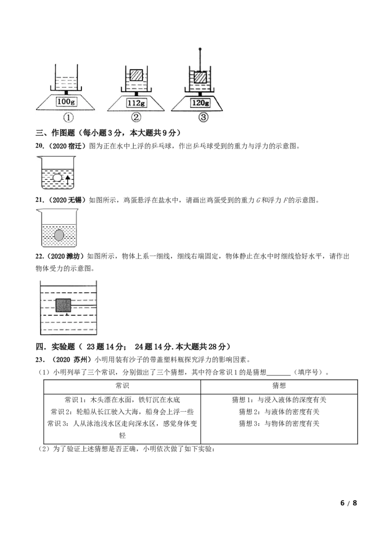 第10章《浮力》单元测试卷（B卷提升篇）（原卷版）_1、初中学习资料_4-4、物理_4-4-4、初二物理下册_2023更新_4人教物理试卷8下单元测试新