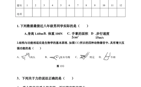 山西省大同市矿区2016-2017学年八年级下学期期中考试物理试题_1、初中学习资料_4-4、物理_4-4-4、初二物理下册_2023更新_八年级下册物理随堂练习、单元、期中、期末_期中