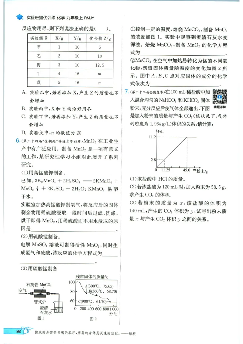 实验班提优训练九年级上册化学人教版_1、初中学习资料_24秋试卷_《实验班提优训练》_九年级