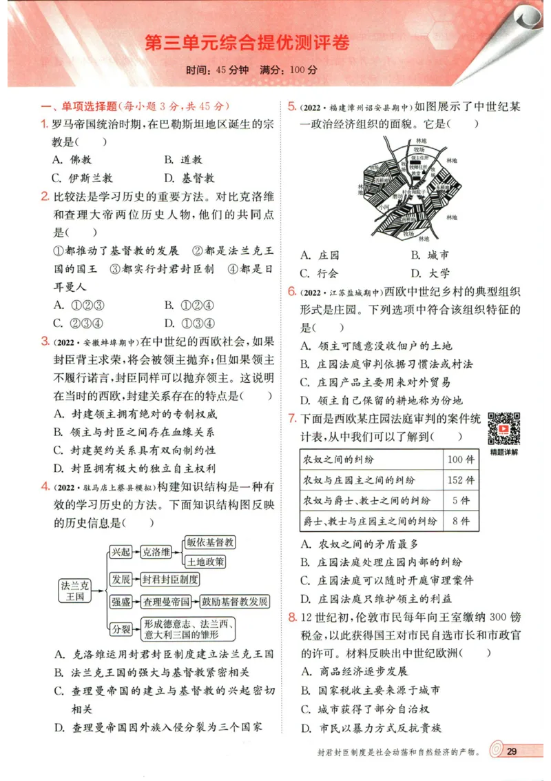实验班提优训练九年级上册历史人教版_1、初中学习资料_24秋试卷_《实验班提优训练》_九年级