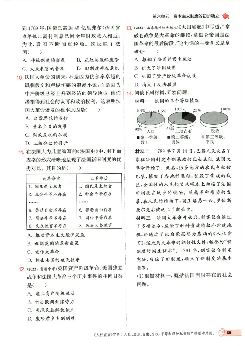 实验班提优训练九年级上册历史人教版_1、初中学习资料_24秋试卷_《实验班提优训练》_九年级