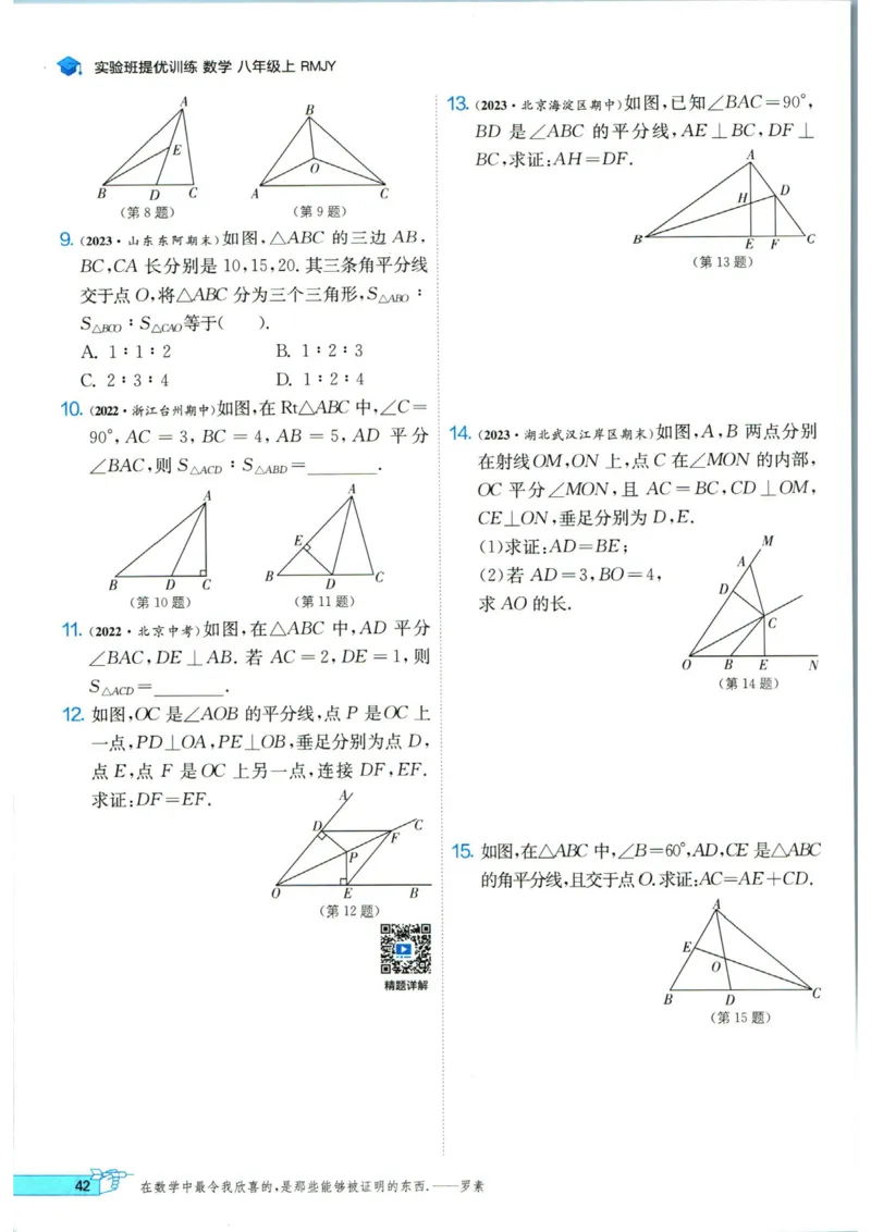 实验班提优训练八年级上册数学人教版_1、初中学习资料_24秋试卷_《实验班提优训练》_八年级