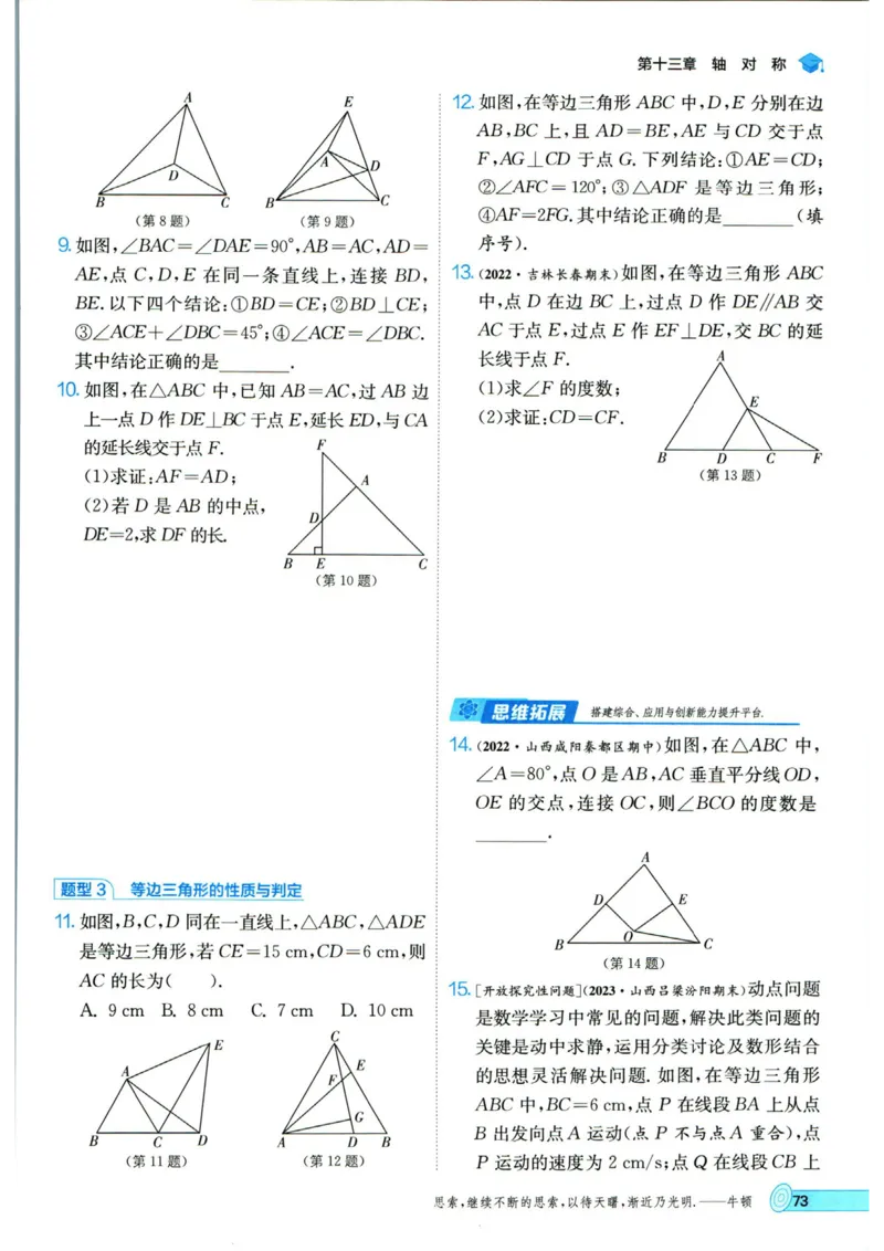 实验班提优训练八年级上册数学人教版_1、初中学习资料_24秋试卷_《实验班提优训练》_八年级