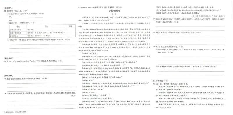 实验班提优训练九年级下册语文人教版测评卷_1、初中学习资料_24秋试卷_《实验班提优训练》_九年级