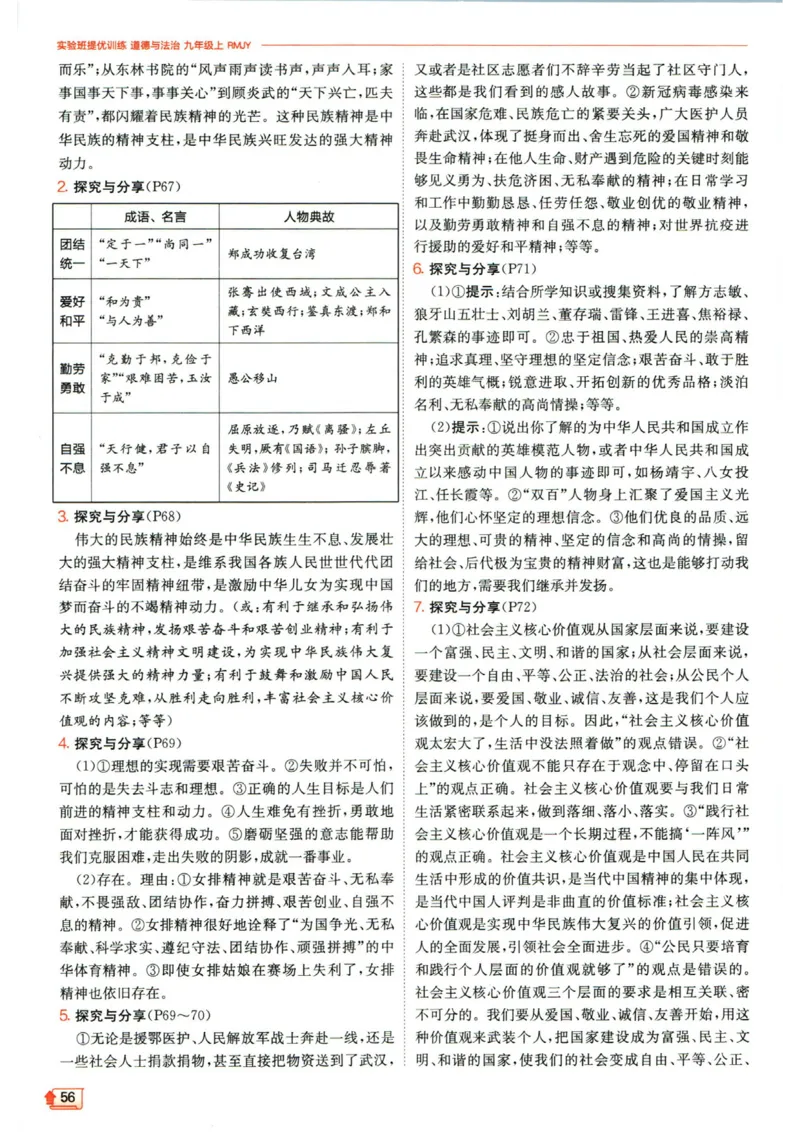 实验班提优训练九年级上册道德与法治人教版答案_1、初中学习资料_24秋试卷_《实验班提优训练》_九年级