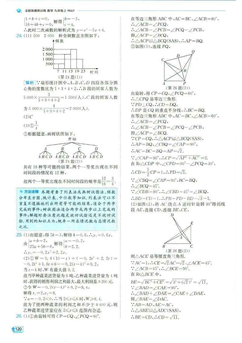 实验班提优训练九年级上册数学人教版答案_1、初中学习资料_24秋试卷_《实验班提优训练》_九年级