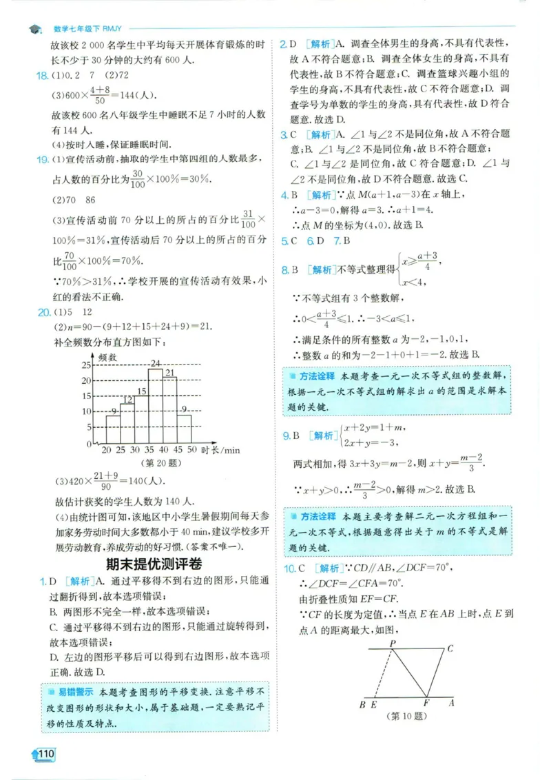 实验班提优训练七年级下册数学人教版答案_1、初中学习资料_24秋试卷_《实验班提优训练》_七年级