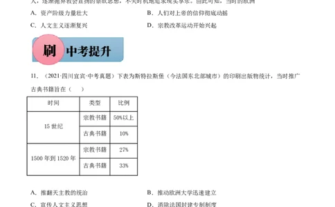 第14课文艺复兴运动-必刷题2021-2022学年九年级历史上册同步练习（部编版）_1、初中学习资料_4-7、历史_4-7-5、初三历史上册_1、同步练习（21份）