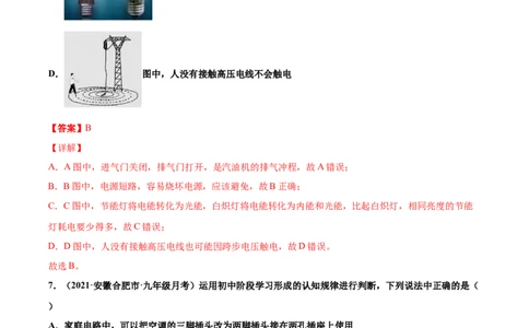 家庭电路（重点练）（解析版）_1、初中学习资料_4-4、物理_4-4-5、初三物理全册_2024更新_4人教物理试卷9全册同步课时练习新