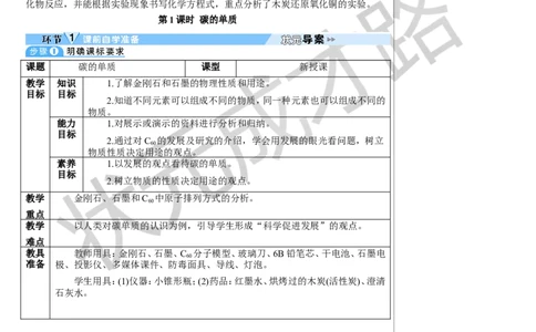 第1课时碳的单质_1、初中学习资料_2024秋改版_九上化学课件最新版_9化上教案_第六单元碳和碳的氧化物_课题1碳单质的多样性