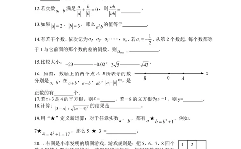 新人教（七下）第6章实数综合水平测试题1_1、初中学习资料_4-2、数学_4-2-2、初一数学下册_人教数学七年级下单元试卷（049份）_单元水平检测题（含答案提示）（共12份）
