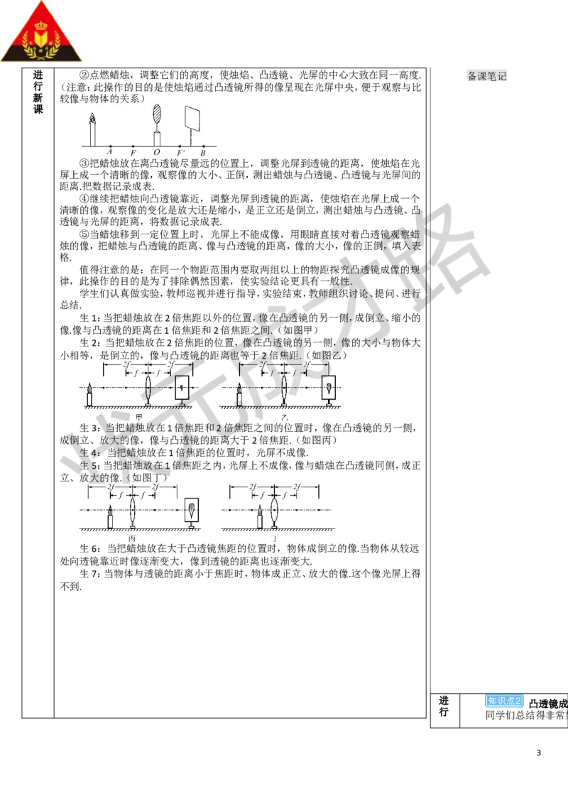 第1课时探究凸透镜成像的规律_1、初中学习资料_2024秋改版_八上物理课件最新版_教案_第五章透镜及其应用_第3节凸透镜成像的规律