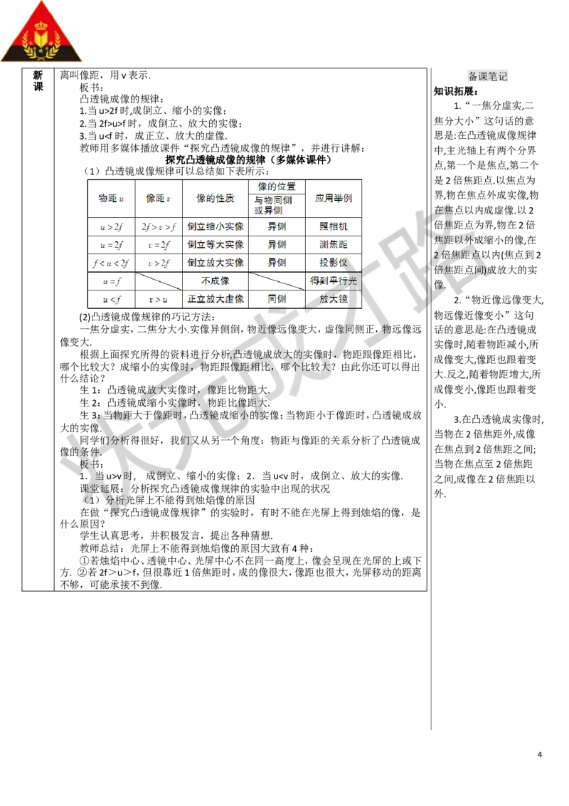 第1课时探究凸透镜成像的规律_1、初中学习资料_2024秋改版_八上物理课件最新版_教案_第五章透镜及其应用_第3节凸透镜成像的规律