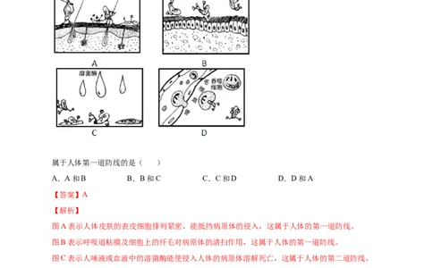 第1章传染病和免疫（B&middot;能力提升练）-单元测试2022-2023学年八年级生物下册分层训练AB卷（人教版）（解析版）_new_1、初中学习资料_4-6、生物_4-6-4、初二生物下册