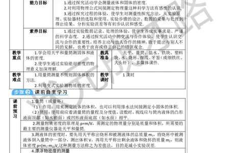 第3节测量物质的密度_1、初中学习资料_2024秋改版_八上物理课件最新版_教案_第六章质量与密度