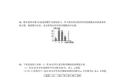 新版北师大版八年级数学上册第6章《数据的分析》同步练习及答案&mdash;6.3从统计图分析数据的集中趋势（喜子的商铺）_1、初中学习资料_4-2、数学_北师大版_北师大版初中数学8上