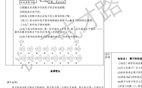 第2课时原子核外电子的排布离子的形成_1、初中学习资料_2024秋改版_九上化学课件最新版_9化上教案_第三单元物质构成的奥秘_课题2原子结构