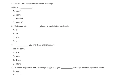 新目标英语七年级上册Unit1Canyouplaytheguitar？SectionA_1、初中学习资料_4-3、英语_4-3-1、初一英语上册_2024更新_同步练习