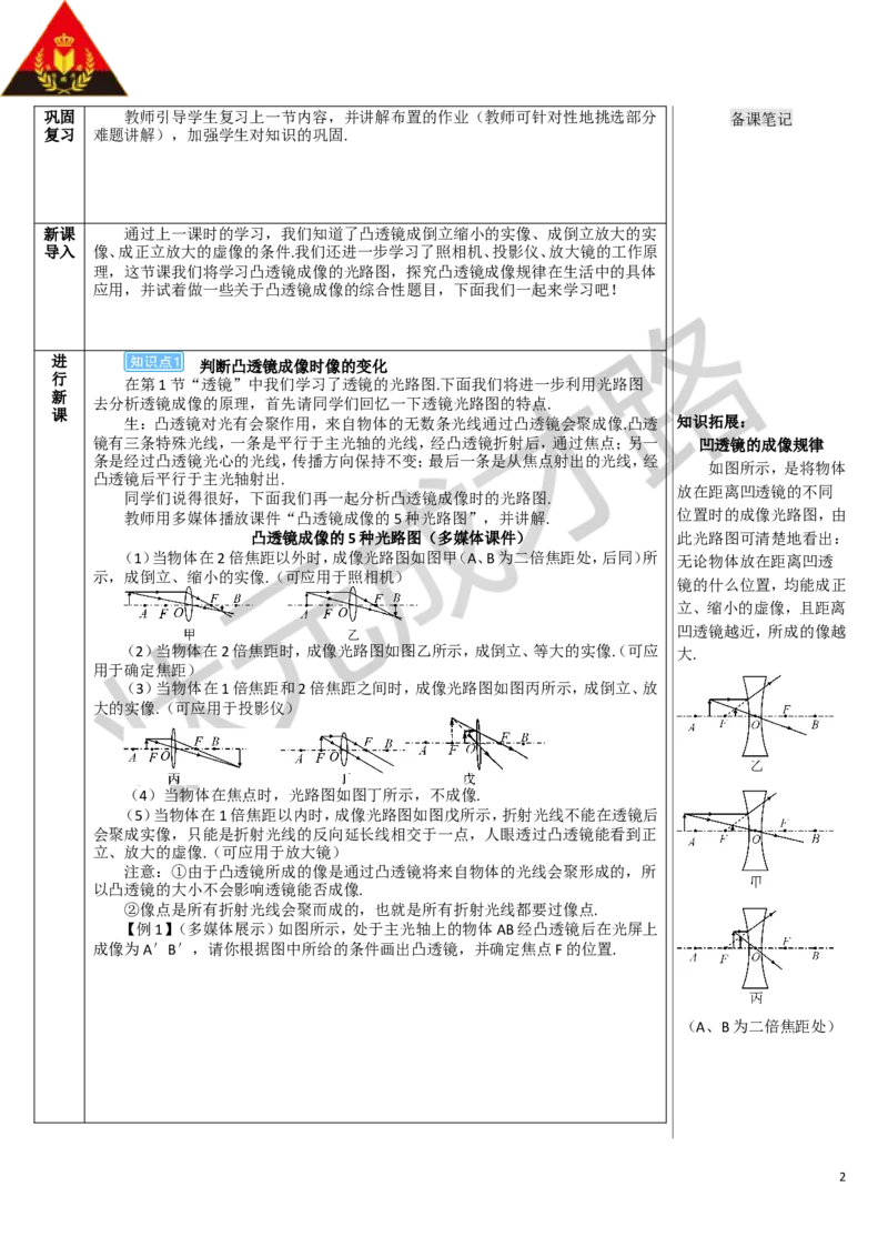 第2课时凸透镜成像规律的综合应用_1、初中学习资料_2024秋改版_八上物理课件最新版_教案_第五章透镜及其应用_第3节凸透镜成像的规律