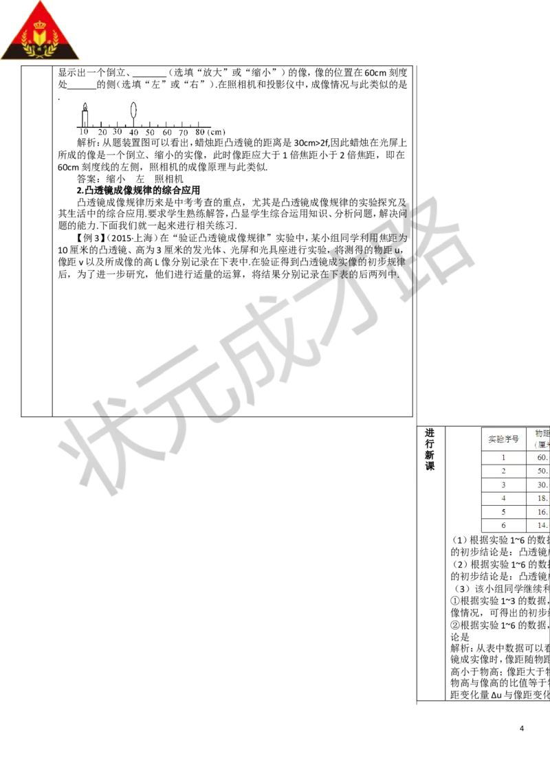 第2课时凸透镜成像规律的综合应用_1、初中学习资料_2024秋改版_八上物理课件最新版_教案_第五章透镜及其应用_第3节凸透镜成像的规律