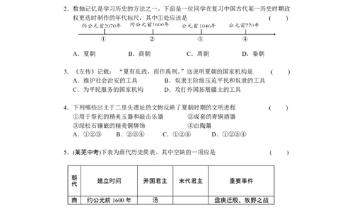 第2单元夏商周时期-早期国家的产生与社会变革检测题（含答案）_1、初中学习资料_4-7、历史_4-7-1、初一历史上册_2、单元测试（26份）_赠第2套单元测试（18份）