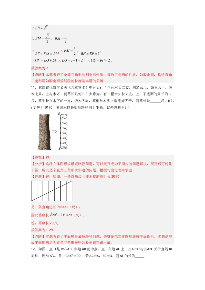 期末测试压轴题考点模拟训练（一）（解析版）（北师大版）_1、初中学习资料_24秋试卷_初中数学《常考压轴题攻略》_常考压轴题最新八年级数学上册压轴题攻略（北师大版）