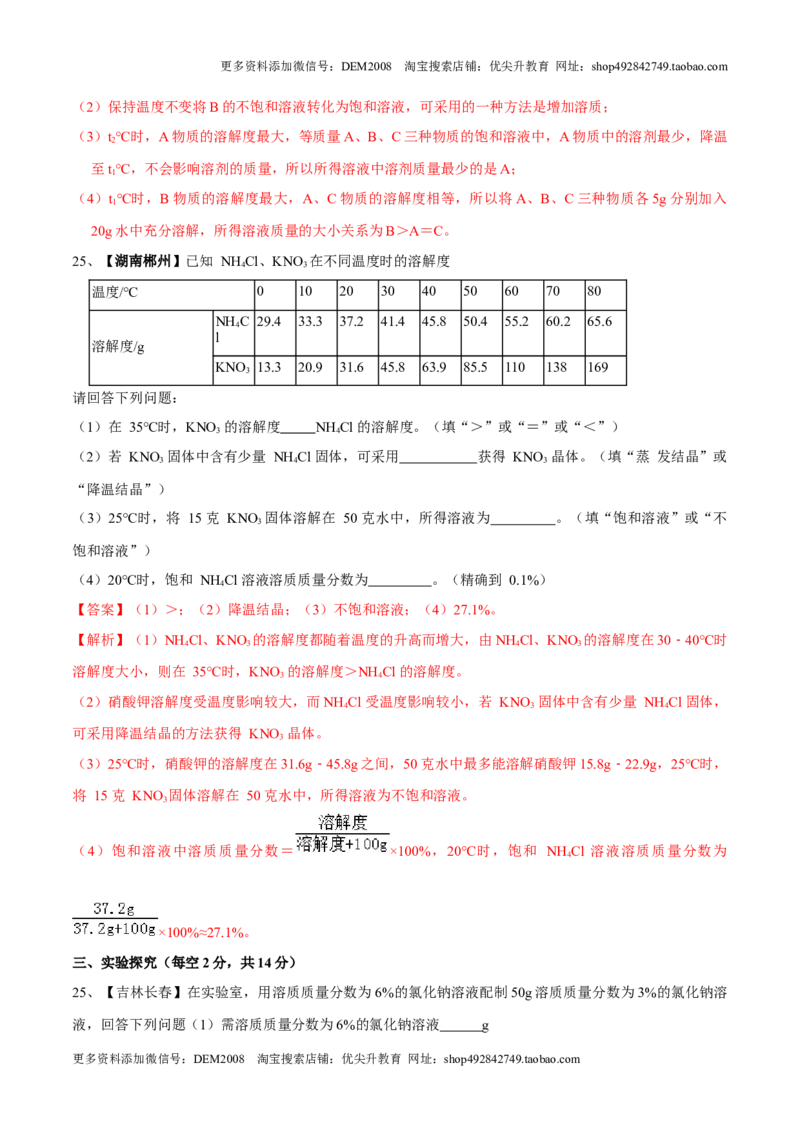 第九单元溶液单元测试卷（A卷基础篇）（解析版）_1、初中学习资料_4-5、化学_4-5-5、初三化学下册_人教化学九年级下单元试卷（040份）_单元试卷（第2套）