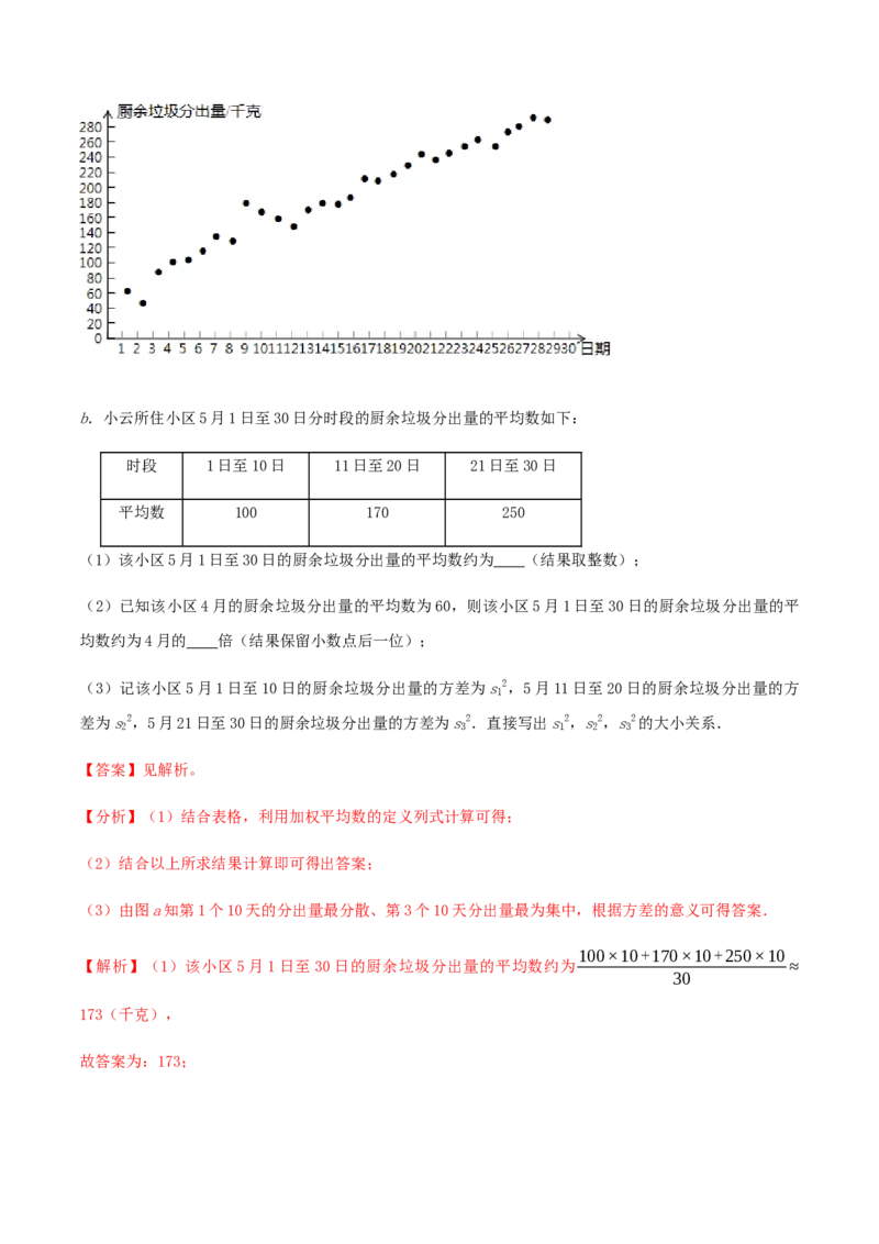 第二十章数据的分析达标检测试卷（解析版）-2020-2021学年八年级数学下册精讲精练（人教版）_1、初中学习资料_4-2、数学_4-2-4、初二数学下册_人教数学八年级下课时练习（088份）