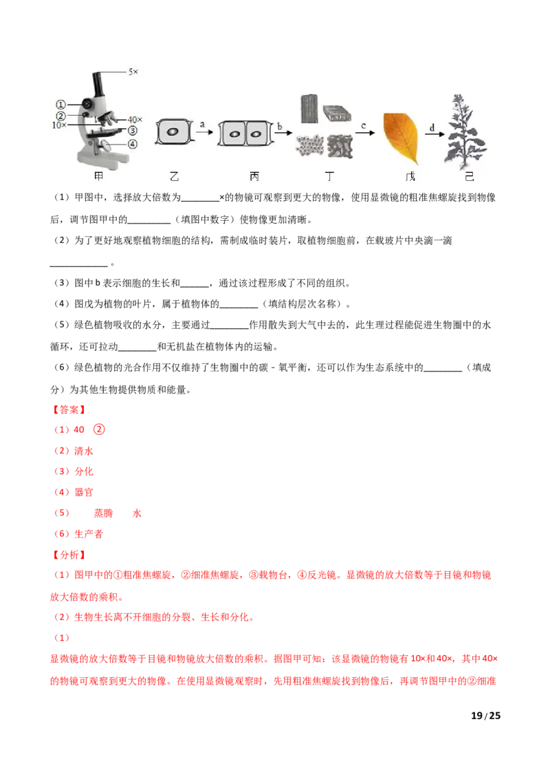 期末测试（A卷&middot;夯实基础）（解析版）_1、初中学习资料_4-6、生物_4-6-1、初一生物上册_期末试卷（8份）_期末测试（A卷&bull;夯实基础）-2021-2022学年七年级生物学上册同步单元AB卷（人教版）