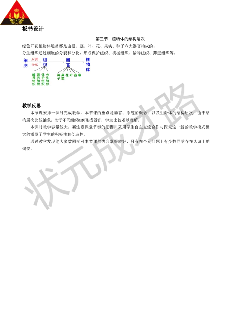 第三节植物体的结构层次_1、初中学习资料_2024秋改版_七上生物最新版课件_教案_第一单元生物和细胞_第三章从细胞到生物体