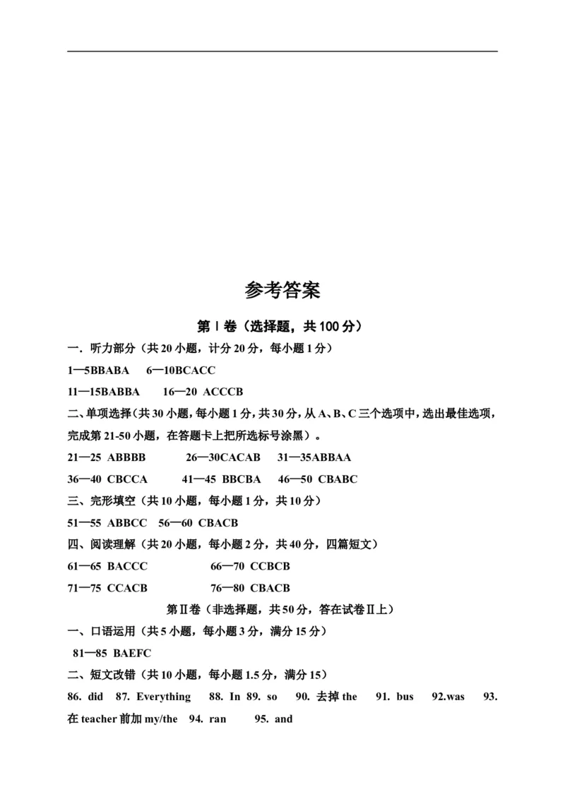 期末考试英语试卷4含答案_1、初中学习资料_4-3、英语_4-3-5、初三英语全册_人教英语九年级全册期末试卷（015份）