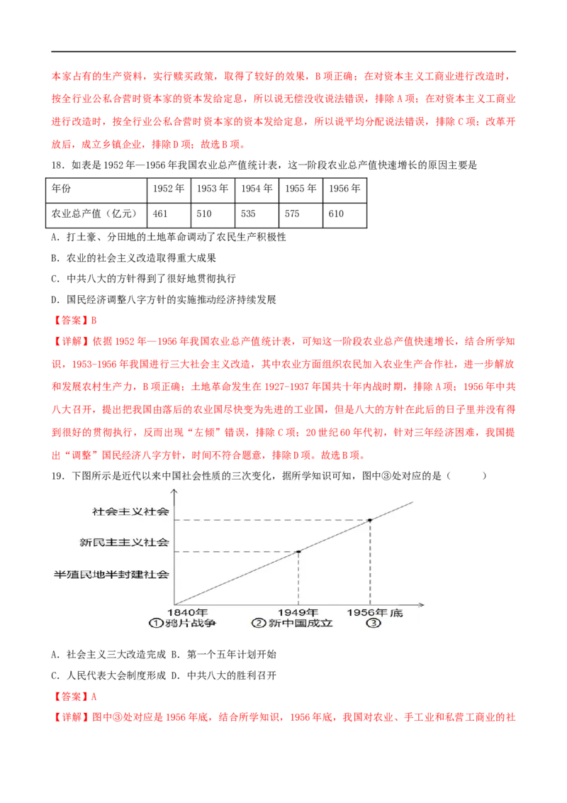 第二单元社会主义制度的建立与社会主义建设的探索（B卷&middot;能力提升练）（解析版）_new_1、初中学习资料_4-7、历史_4-7-4、初二历史下册_2023更新部编版初中历史8下