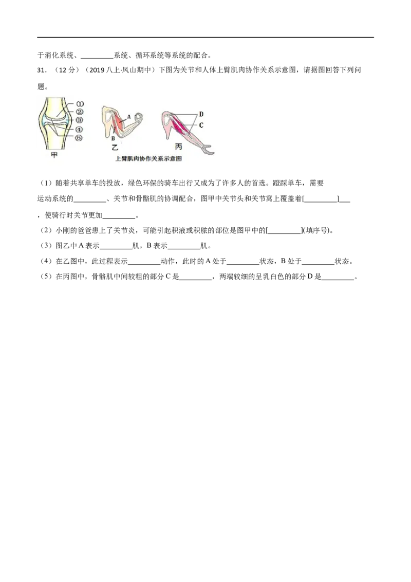 第二、三章动物的运动和行为及动物在生物圈中的作用（B卷&middot;能力提升练）（原卷版）_1、初中学习资料_4-6、生物_4-6-3、初二生物上册_2、单元测试（23份）