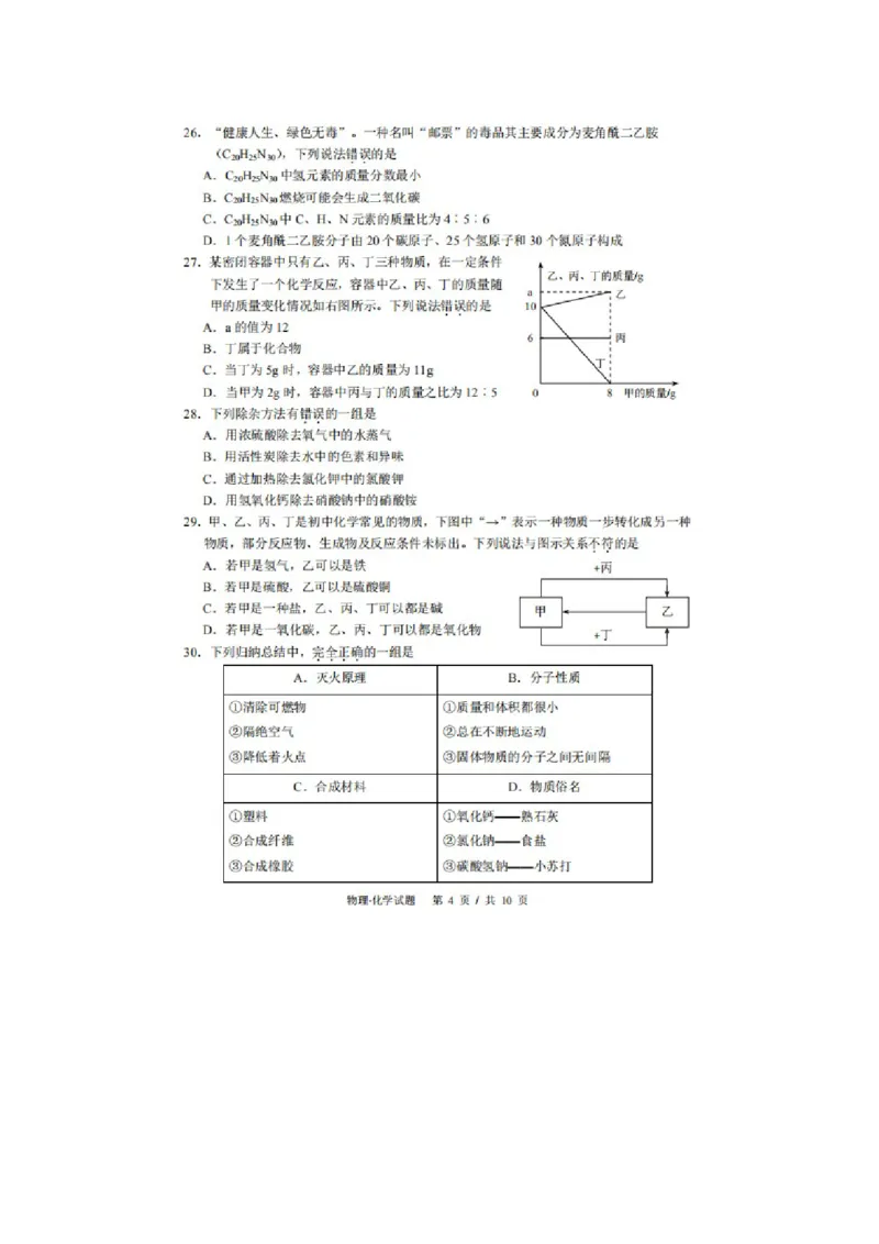 湖北省宜昌市2020年中考化学试题（扫描版有答案）_1、初中学习资料_2024秋改版_九上化学课件最新版_化学中考真题卷（2019-2023）_2020中考化学_湖北