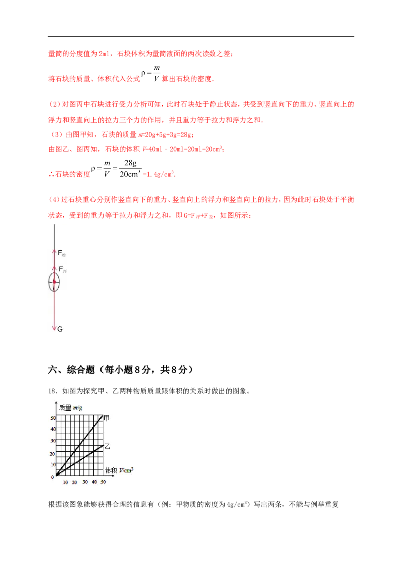 第六单元《质量与密度》达标检测卷（解析版）_1、初中学习资料_4-4、物理_4-4-3、初二物理上册_人教版物理八年级上单元试卷（054份）_单元试卷第4套06份