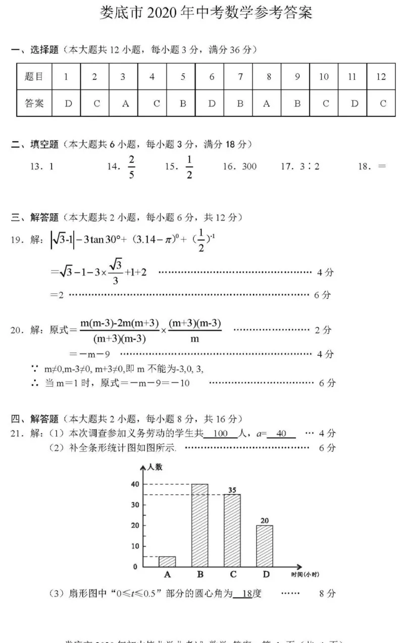 湖南娄底-扫描答案_1、初中学习资料_2024秋改版_七上数学最新版课件_北师大版七上课课件_数学中考真题卷（2019-2023）_2020年中考数学试卷_湖南