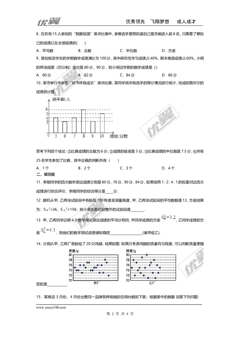 第六章数据的分析周周测3（全章）_1、初中学习资料_4-2、数学_北师大版_北师大版初中数学8上_2022秋八数上(BS)--各阶段精品试题_周周测