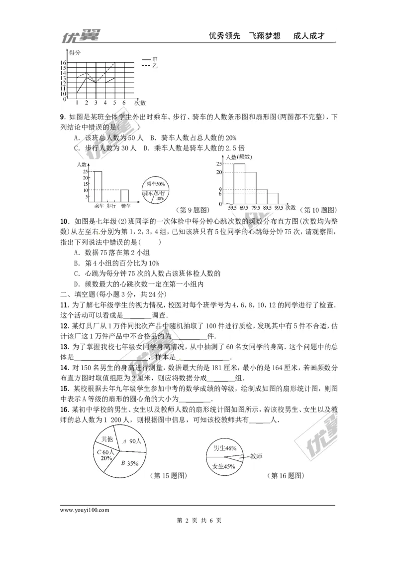第六章数据的收集与整理周周测3（全章）_1、初中学习资料_4-2、数学_北师大版_北师大版初中数学7上_2022秋七数上(BS)--各阶段精品试题_周周测