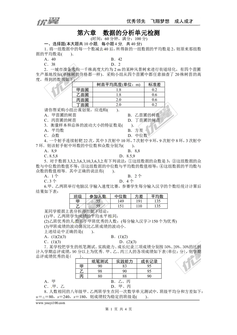 第六章复习_1、初中学习资料_4-2、数学_北师大版_北师大版初中数学8上_2022秋八数上(BS)--各阶段精品试题_复习资料